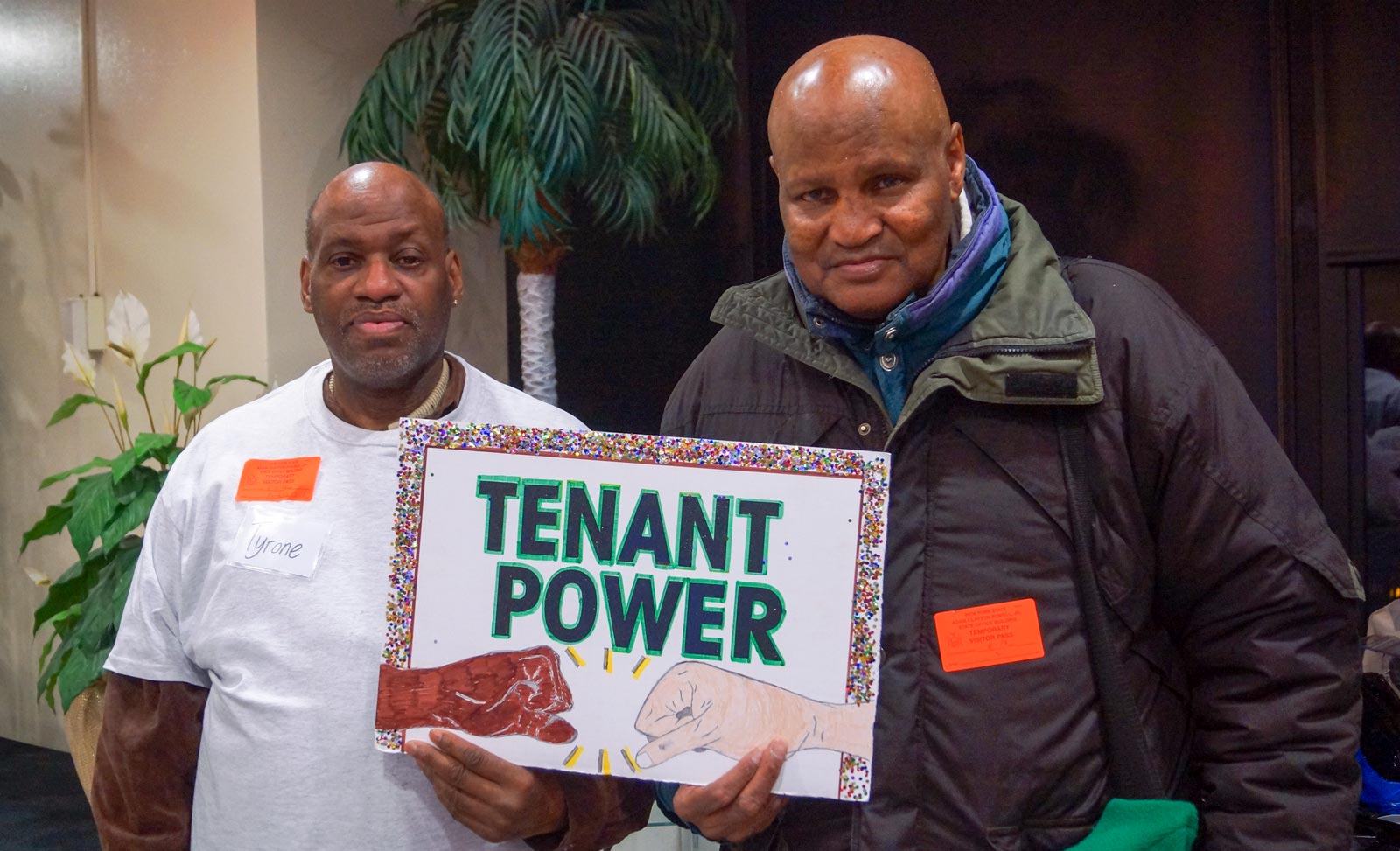 A group of Right to Counsel activists holding a sign that reads 'Tenant Power'